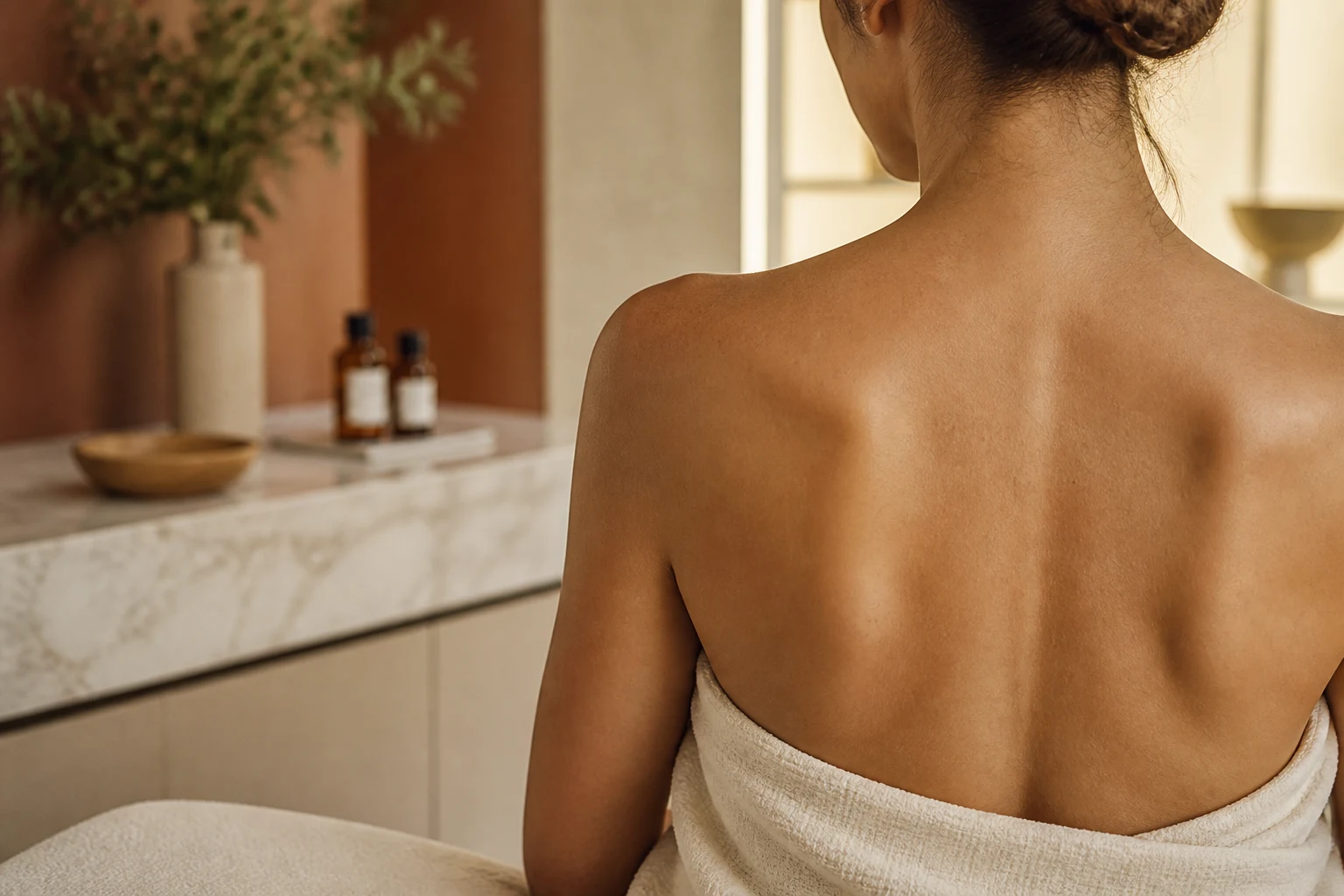 Upper-back skin prepared for VI Body Peel treatment